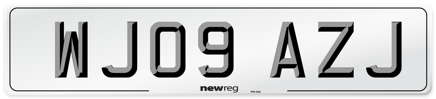 WJ09 AZJ Number Plate from New Reg